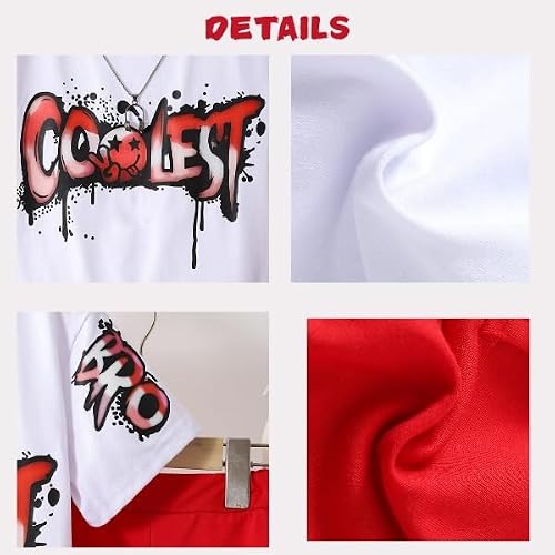 Yoxindax 2-Piece Boys Clothes Letter Graphic Print Short Sleeve T-Shirt Kids 6-14 Years Teen Boys Summer Outfits Size 7 8
