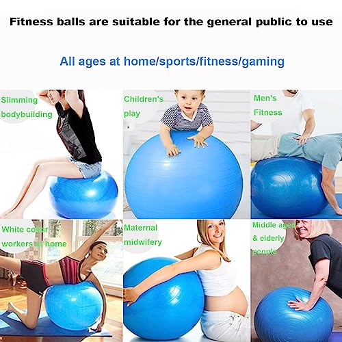Image of Exercise Yoga Ball, Explosion-Proof Stability Ball(25in /65cm) with Pump, Elastic Birthing Balance Balls for Fitness /Balance /Workout /Physical Therapy /Gymnastics Train -Blue