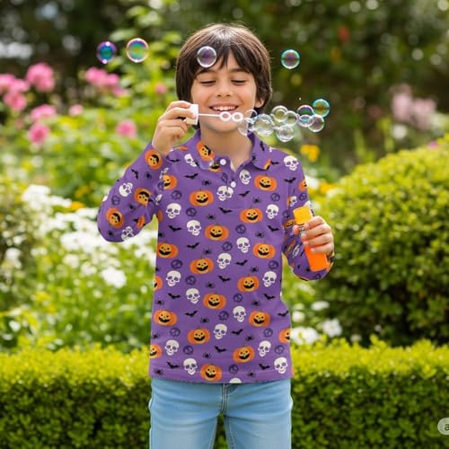 Boys Golf Shirts 3-16Y Kids 1/4 Button Collared Long Sleeve Tennis Tops Fall Holiday Party Clothes Activewear4