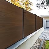 Treslam 6 Ft×6 Ft Wood Plastic Composite Fence Panels, Privacy Fence Screen, Decorative Garden, Patio, Backyard Fence with 1 Post, Brown