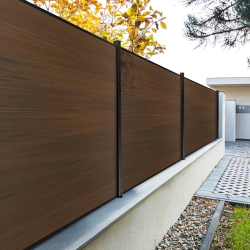 Treslam 6 Ft×12 Ft Wood Plastic Composite Fence Panels, Privacy