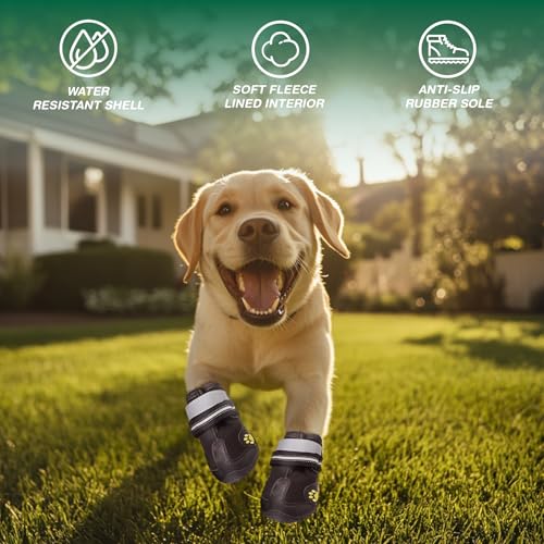 Aokown Dog Shoes for Medium Dogs, Large Dog Boots for Winter Snow, Hot Pavement, Dog Booties & Paw Protectors Black Size 4 by AOKOWN - Image 3