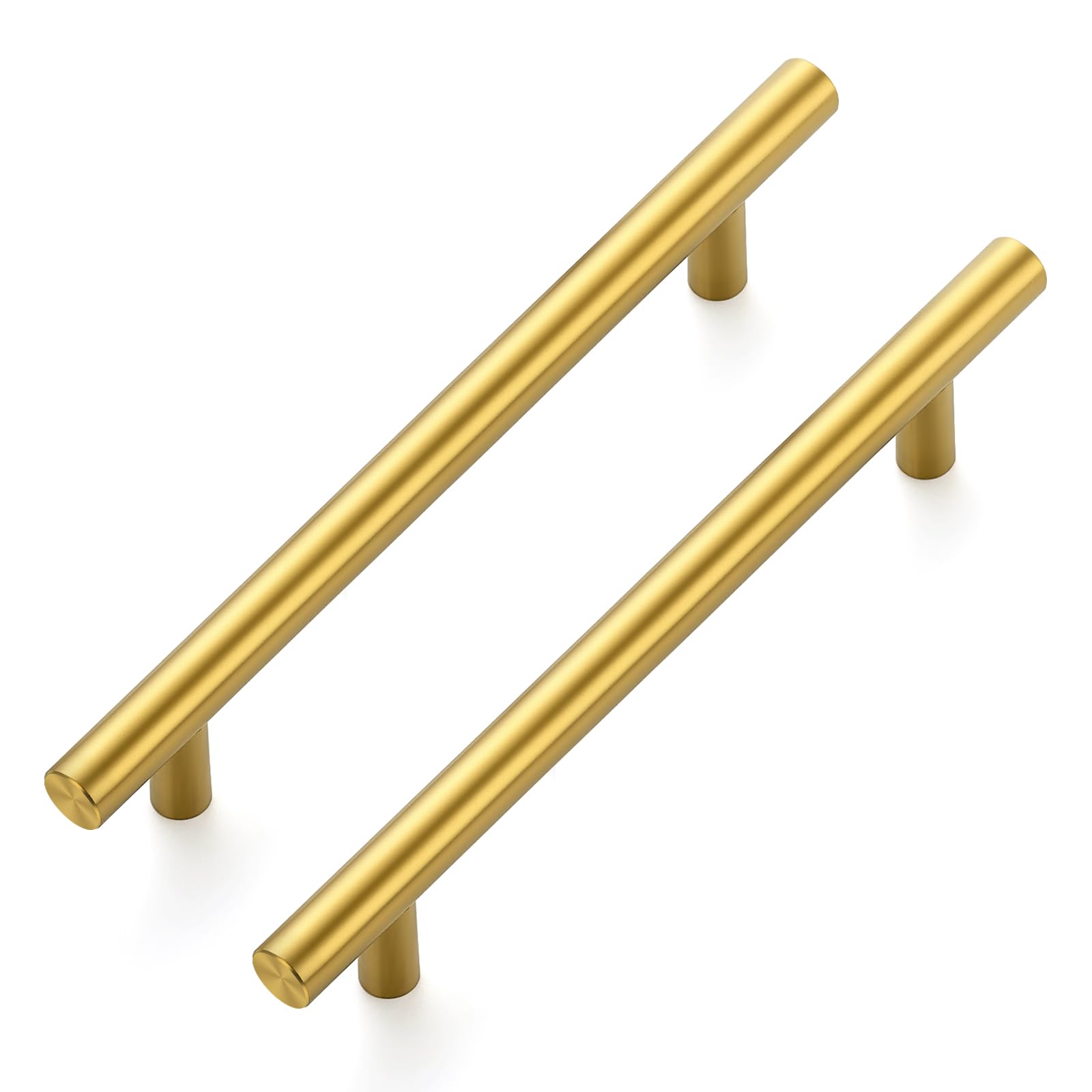 10 Pack 7.38 Inch Length Kitchen Cabinet Handles with 5 Inch Hole Center Brushed Brass Cabinet Pulls Stainless Steel Drawer Pulls,Gold Cabinet Knobs for Dresser Drawer