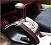 Salusy Black Leather Red Thread Gear Shift Knob Cover+Handbrake Cover For Honda Civic 2006-2008