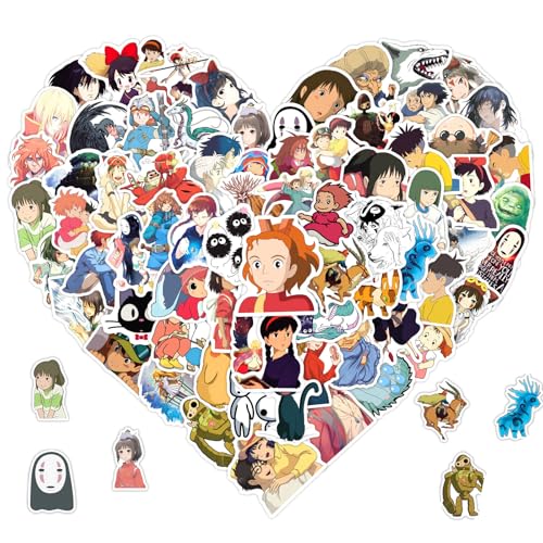 100PCS Miyazaki Anime Hayao Stickers for Water Bottles Laptop Luggage Cute Stickers for Adults Teens Waterproof Vinyl Decals (F)