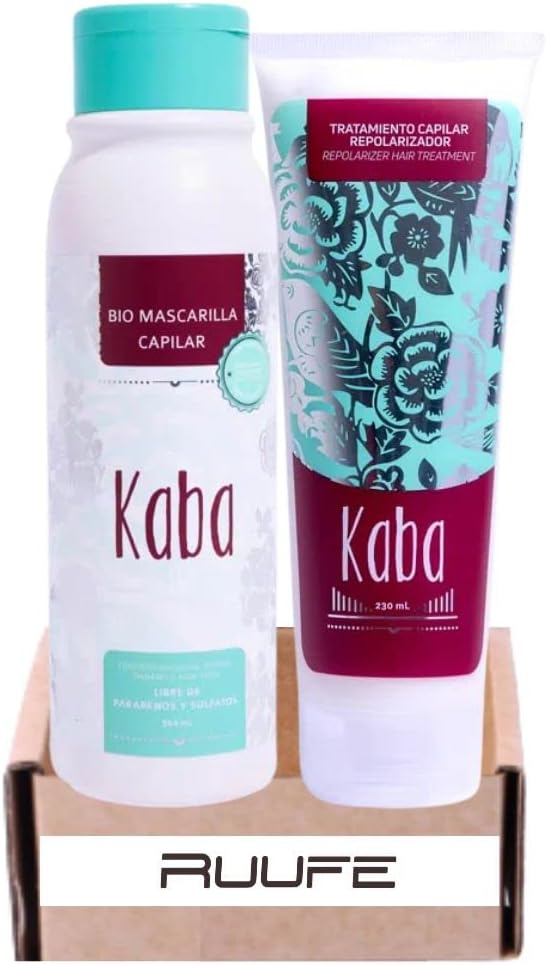 RUUFEBiomascarilla capilar kaba 17 oz and Repolarizador Kaba hair repair 7.7 Fl oz (2 pack)