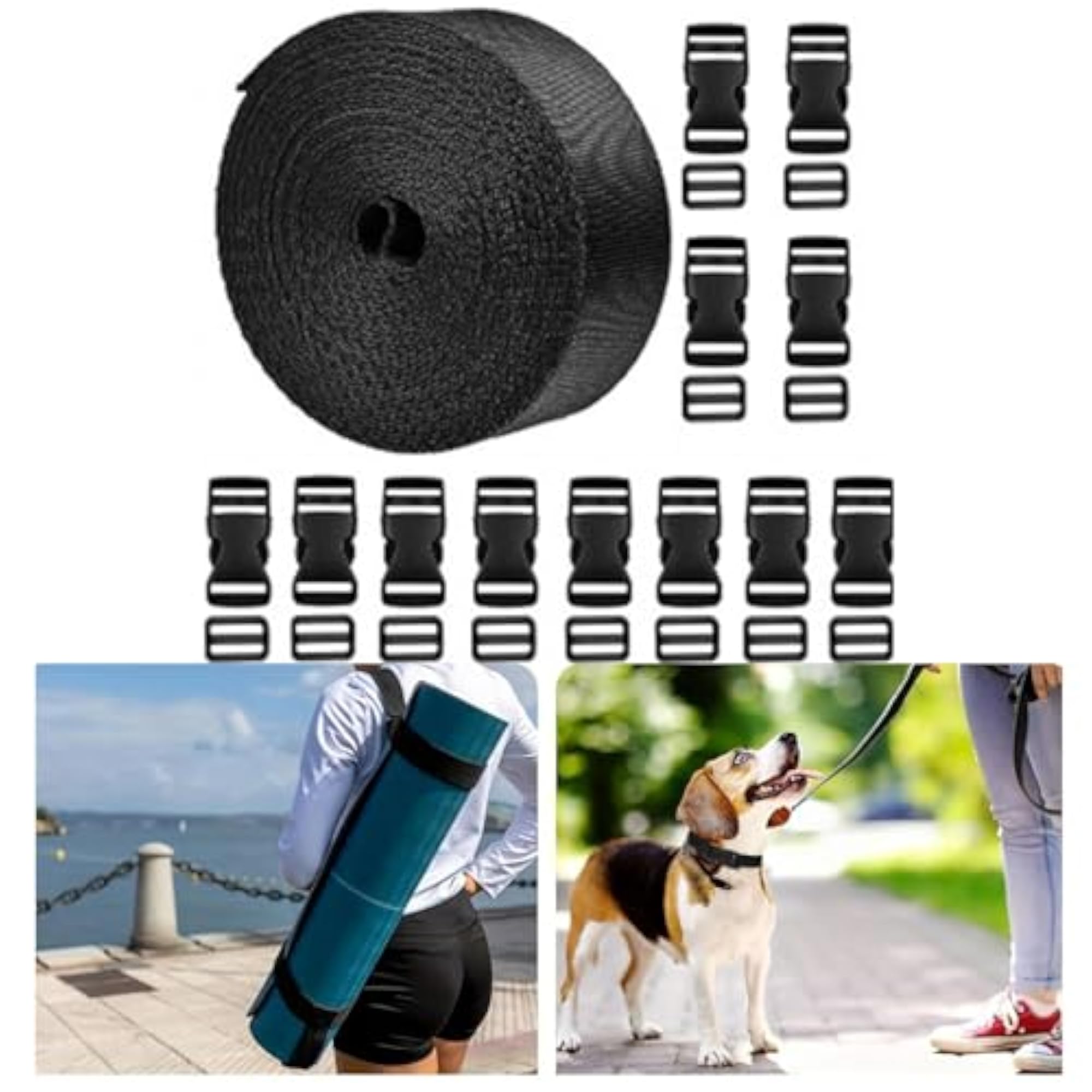 Luggage Strap Black Dog Collar, DIY Sewing Accessories