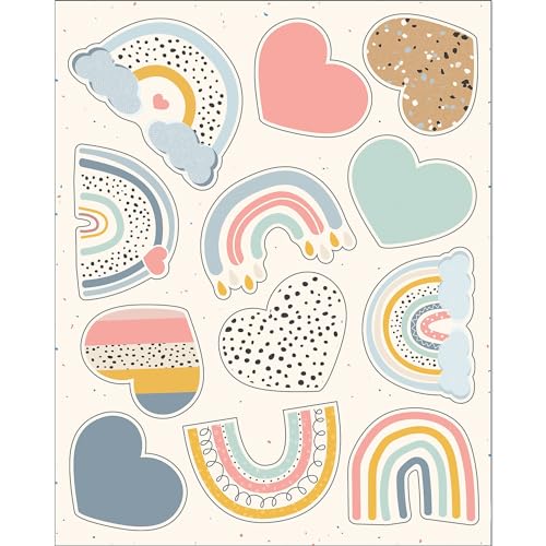 Carson Dellosa We Belong 72 Boho Stickers, 6 Sheets of Heart and Rainbows