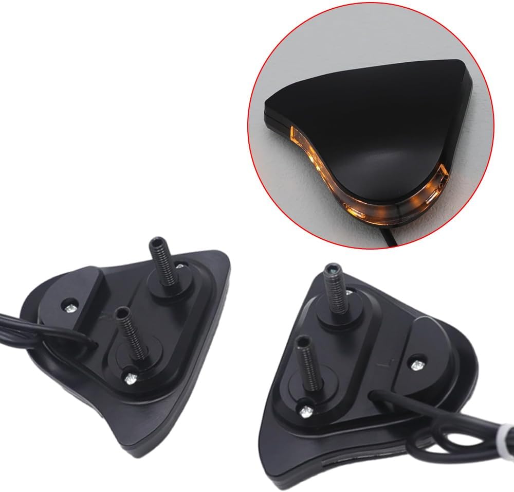 MACHSWON Rearview Mirror Base Plate with LED Turn Signal Light, LED Signal Lighting Mirror Block Off Base Plate, Compatible with Yamaha YZF-R1 2015-2024, 2 PCS (Black)