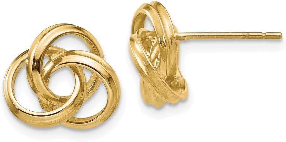 Diamond2Deal 14k Yellow Gold Polished Love Knot Earrings (Len-0.39 In, Wid-0.39 In)