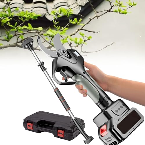 YMXEURSC Tijeras de podar eléctricas, podadora de jardín con batería de 4500 mAh, Tijeras de podar de 50 mm con Pantalla LCD, Tijeras eléctricas de 980 W (1 Battery)