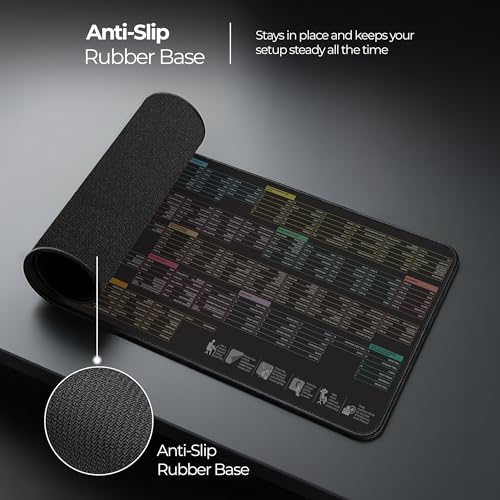 Image of Zebronics Mouse Pad, 80 x 30 x 0.2 cm Extended Size, Ultra-Smooth Glide, Anti-Slip Rubber Base, Anti-Fray Edges, Durable Build, Comfortable Surface (MSP XL, Shortcut Key)