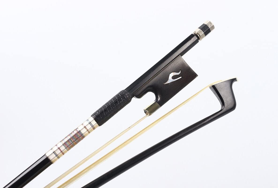 Advanced 4/4 Violin Bow Carbon Fiber Stick Ebony Frog Natural AAA Grade Mongolian Horsehair Bow Hair Violin Bow Strong & Well Balanced for Violinists & Fiddlers of All Skill Levels (bow-108)