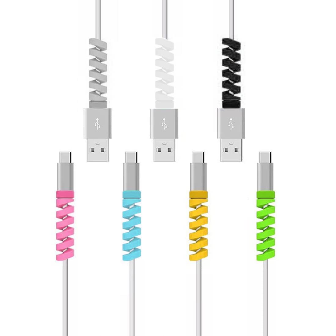 21 pezzi salvacavi per caricabatterie di tipo C, protezione micro USB flessibile in silicone, protezione per cavo del mouse, adatta per tutti i telefoni cellulari (7 colori)