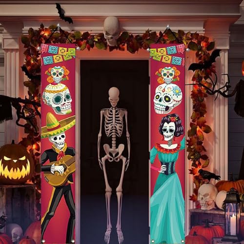 Banner de Halloween porta, decorações para portas de Halloween Banner, bandeira de porta de Halloween, bandeira porta entrada de Halloween, faixas de alpendre de Halloween, bandeira de Halloween