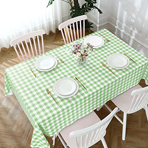 Romanstile Rectangle Vinyl Tablecloth, 100% Waterproof Buffalo Gingham Plastic Table Cloth, Heavy Duty Wipeable Checkered Table Covers for Outdoor, Camping, Picnic, Patio - 54 x 78, Light Green by Romanstile - Image 5