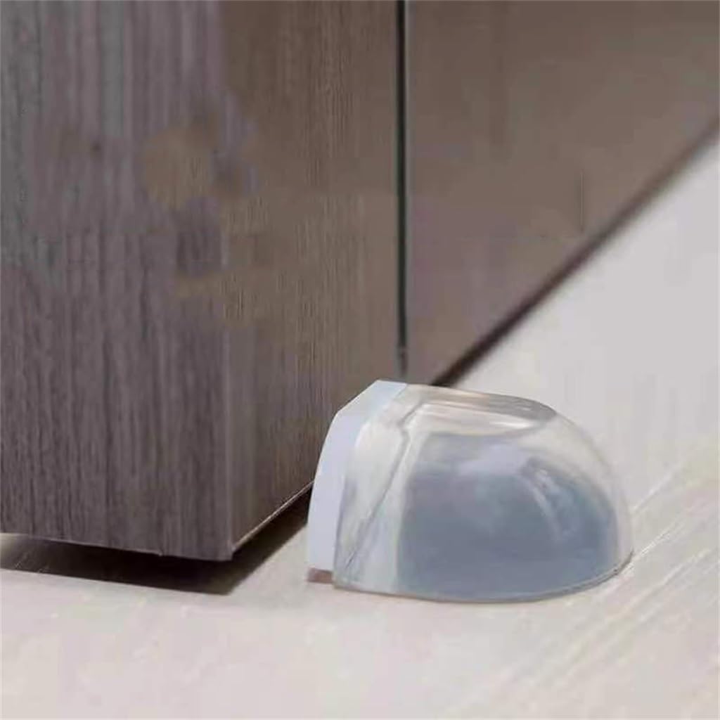 Tope de puerta acrílico transparente sin perforaciones, succión de silicona y tope de puerta silencioso