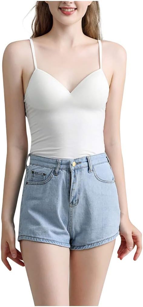 Solid Tank Camis for Teen Girls, Ildlor Cute Camisole Slim Sleeveless Bustier Crop Top Built in Shelf Bra Bandage