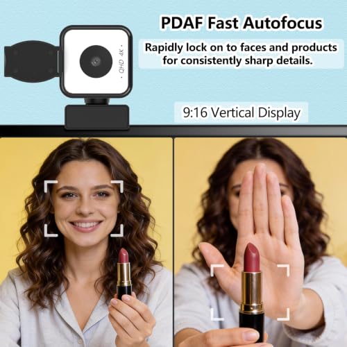 Image of 4K Webcam for PC& Mac,PDAF Autofocus,Dual Noise-Canceling Mics,USB-A | 86 FOV,1 /2.5 inch Sensor, Auto Light Correction,Remote Control&Max 9X Hybrid Zoom ,Ideal for Livestreaming and Online Meeting