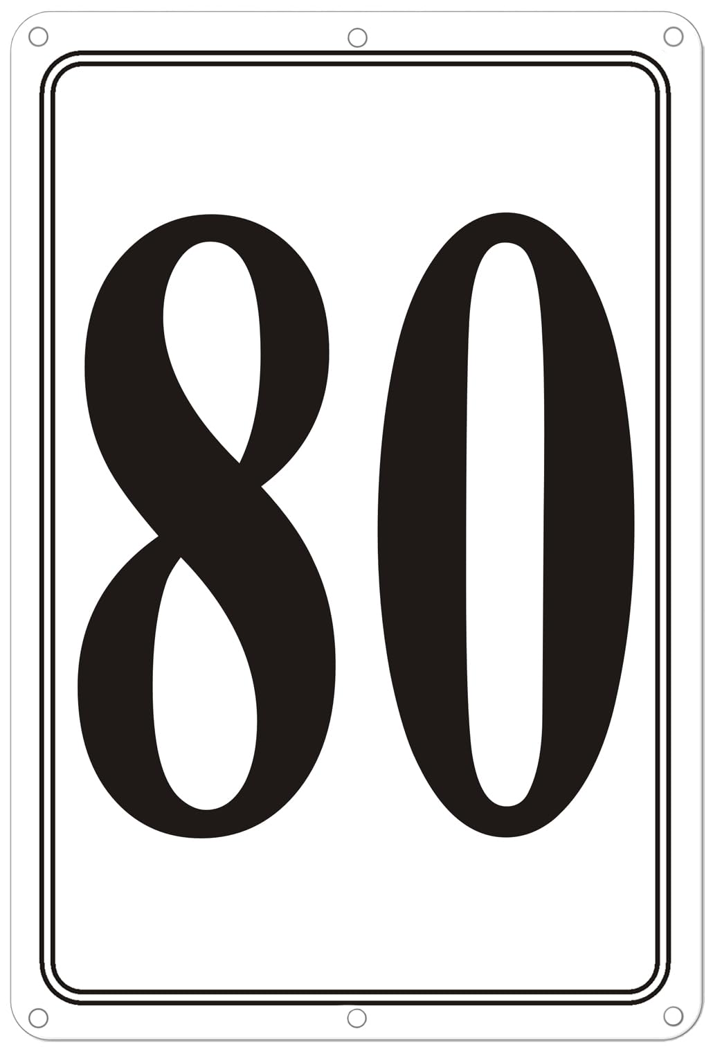 Premium Aluminum Number Signs 80, Metal 12" X 8" Numbered Signs Outdoor for Parking Lots, Floor, Dock, Court, Aisle, Field, High Visibility, No Fade, Weather-resistant