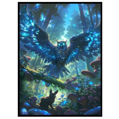 Image of Kabinka MTG Card Sleeves - 100 Standard Size Pack Clear Front & Matte Finish Back with Owl, Premium Sleeves for Magic The Gathering TCG