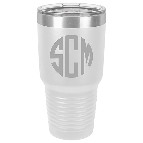 YETI Rambler Custom Engraved wMonogram Design New DuraCoat COLORS White, Seafoam Green, Navy, Brick Red, Black or Original Stainless Steel