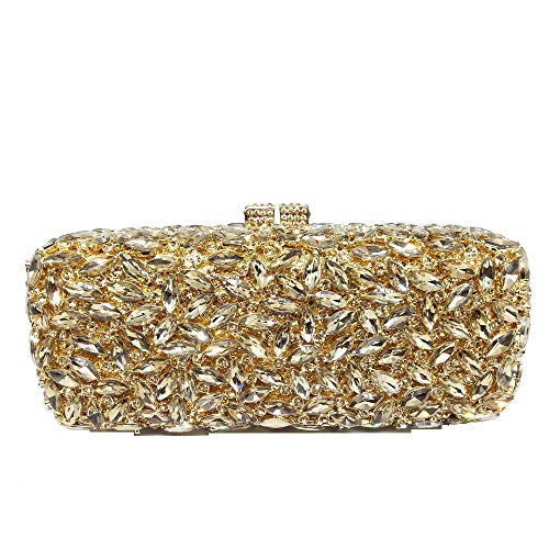 Image of Boutique De FGG Women Crystal Clutch Bag Minaudiere Box Handbag Party Prom Rhinestone Clutch Purse Wedding Bag, Mini