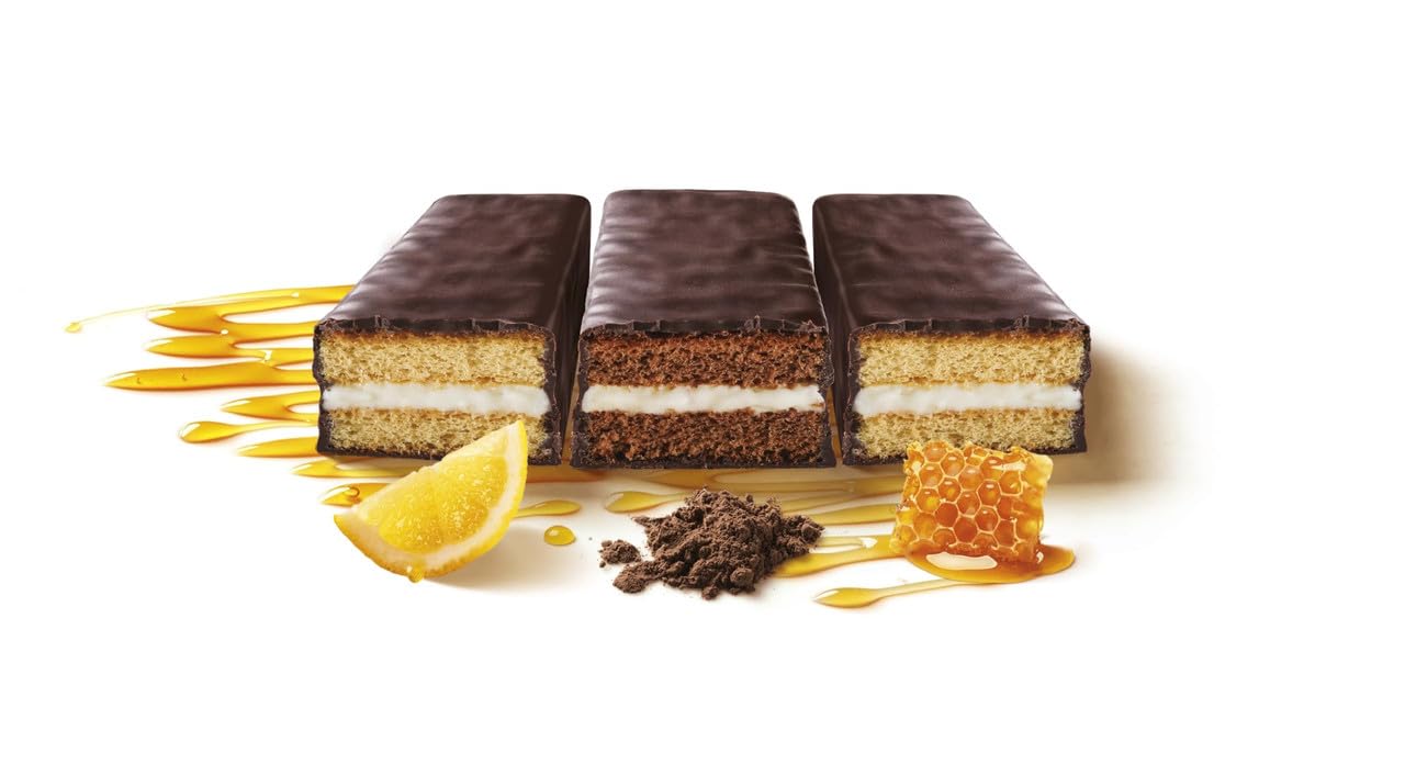 MARLENKA® Honig-Snack Triopack, Geschenkpackung 3x50g, Mini-Kuchen mit Honig-, Kakao- und Zitronen-Geschmack, klassisches handgefertigtes Dessert, ideal für Reisen und als Geschenk.