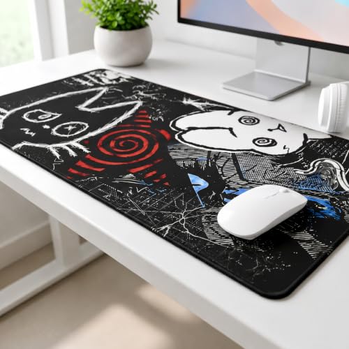 Image of MASIPICKS Doodle Extended XXXL Desk Mat 458 x 915 mm | Premium Midnight Doodle Chaos Mouse Pad with Stitched Edges | 3mm Thick Non-Slip Desk Pad for Gaming, Office & Workstation