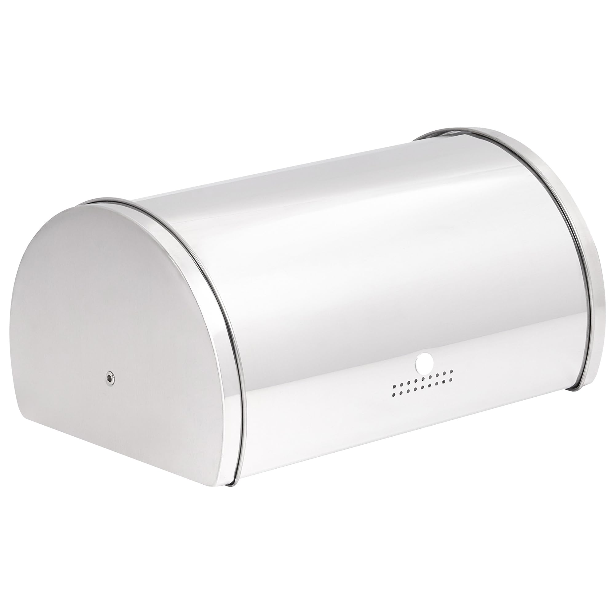 Beliani Brotkasten Edelstahl silber mit Rollklappe Griff halbrund 38 x 26 x 19 cm modern Friandise