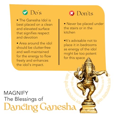 Image of Ekhasa 100% Pure Brass Ganesha Idol (Size: 10.5 cm) | Pital Ganesh Murti for Pooja Room, Home Decor, Office Desk and Car Dashboard | Vinayagar Statue for Diwali Puja