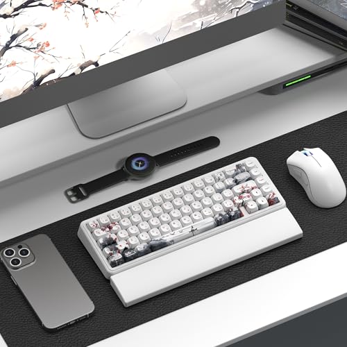 Image of dagaladoo PBT Keyboard keycaps Set,White MOA keycaps,Cherry Blossom