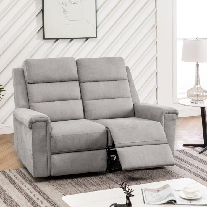 Image of Torque - Alina 2 Seater Fabric Manual Recliner | Recliner Sofa /Chair for Living Room, Bedroom, Office (Grey) | 1 Year Warranty