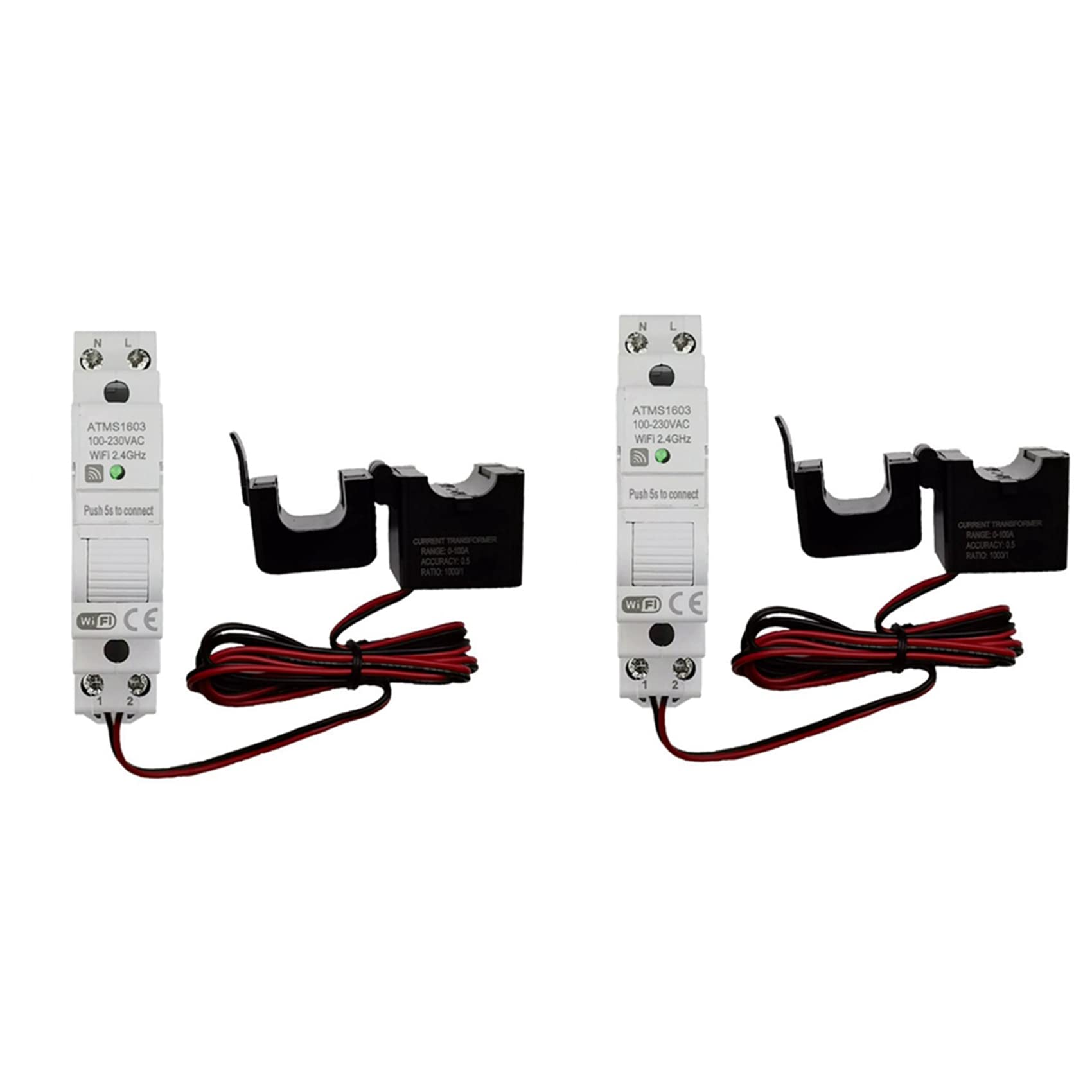 Jnchdghwa 2X ATMS1603 Tuya Single Phase WiFi Intelligent Meter 100A Din Rail Precisely Measuring Voltmeter Ammeter Power
