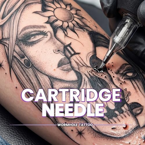 Image of Wormhole Tattoo Cartridge Needles 50PCS Disposable # 12 Round Liner Tattoo Needle Cartridges Mixed 3RL 5RL 7RL 9RL 11RL with Standard Rotary Tattoo Machine for Ultra-Fine Line and Tattoo Detailing