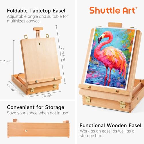 Shuttle Art 65 Piezas Kit Pintura Acrílica, Caballete Pintura con 30 Colores Tubos de Pintura Acrílica, Lienzo, Pinceles y Paleta, Maletin Pinturas para Niños, Adultos, Artistas - imagen 4