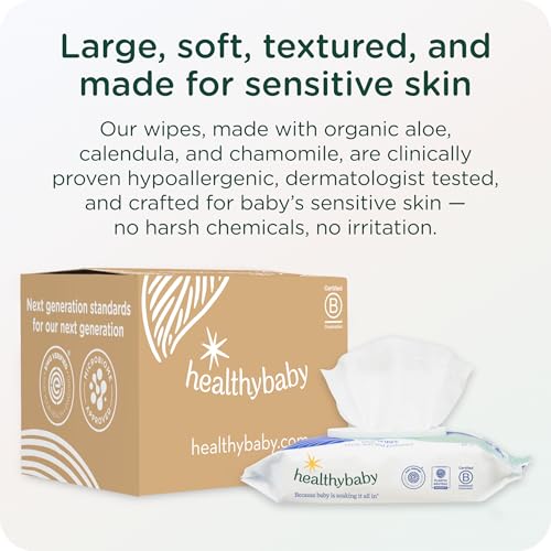 HealthyBaby Our Wet Wipes | EWG Verified Safe | 100% Water & Plant Based | Unscented & Safe for Sensitive Skin | Fragrance Free and Totally Chlorine Free (4 packs, 256 wipes)