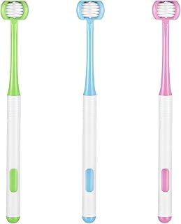 3 Pcs 3 Sided Toothbrush Adult, 360° Oral Cleaning U-Shaped Design with Soft Nylon-Silicone Bristles (3)