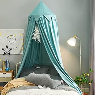 Princess Canopy for Girls Bed Decor Canopy for Kids Bed with Tassels Hideaway Tent for Kids Rooms or Cribs Nursery for Decoration, Playing,Reading,Sleep as Hanging House Castle (Tassels--green)