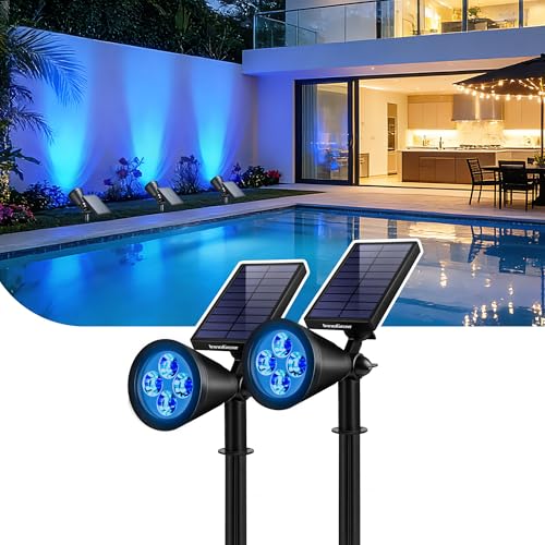 InnoGear Solar Lights Outdoor Waterproof Halloween Christmas Solar Garden Light for Outside Yard Landscape Lighting Pathway Spot Lights Spotlight Wall Light Auto On/Off, 2 Pack (Blue Light)