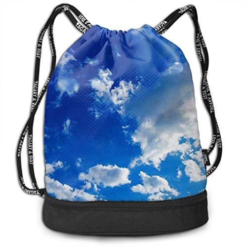 PmseK Mochila con Cordón Bolsas de Gimnasia  White Cloud Draw String Backpack Bags Sack