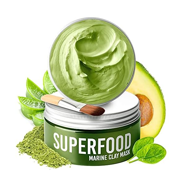 Clay-Mask-by-Plantifique-100-Vegan-with-Avocado-Superfoods-Dermatologist-Tested-Hydrating-Dead-Sea-Mud-Mask-Organic-Face-Mask-Face-Masks-Skincare-100ml34-Oz-Face-Mask-Skin-Care-for-Acne PLANTIFIQUE Korean Skin Care Detox Face Mask with Avocado & Superfoods - Hydrating Clay Mud Mask Dermatologist Tested for Face and Body - Vegan Skincare 3.4 Oz/100ml