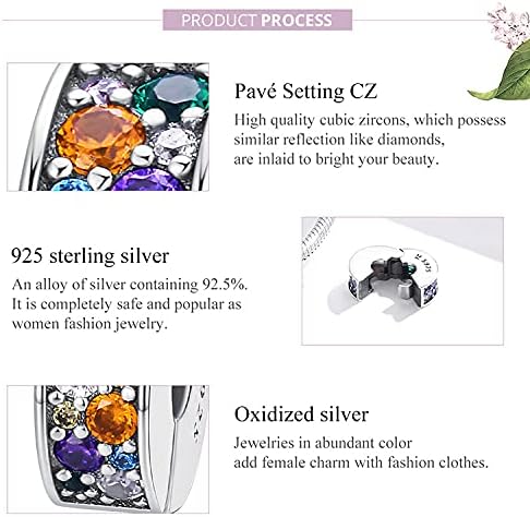 2pc Clip Spacer Charms Bracelets for Women 925 Sterling Silver Blue White Crystal Clip Lock Spacer Stopper Charm Bead for Bracelet - Image 4