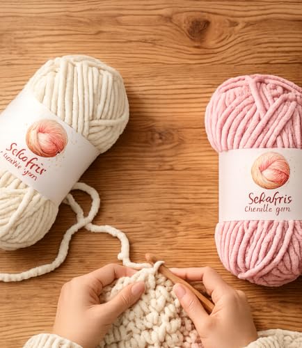 Image of Chenille Yarn for Crocheting, Size 5 Bulky,3 Rose | 300g /393yds Soft Chunky Velvet Yarn for Crochet and Knitting,Fluffy Baby Yarn for Amigurumi,Blankets and DIY Crafts.