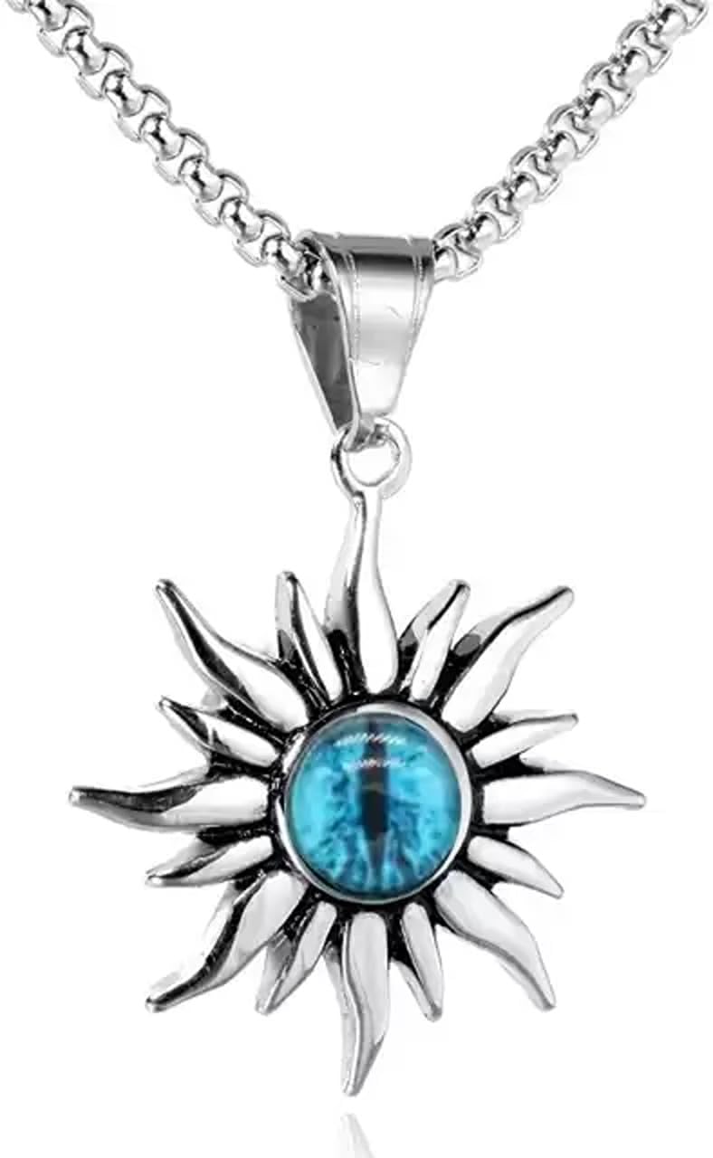 Fashion Jewellery Sun Devil Blue Evil Eye Pendant Necklace For Men Women Pendant Jewelry Chain Pendant Necklace for Men Chain Necklace for Boy Girl Gifts Necklace for Men Women-image-6