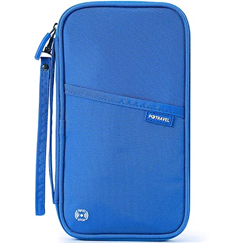 Image of VanFn RFID Travel Passport Wallet, Family Passport Holder, Trip Document Organizer P.Travel Series (Nylon - Blue)