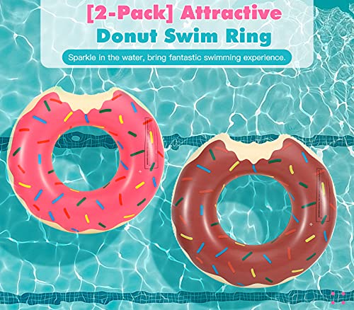 Heysplash Inflatable Swim Rings, [2 Pack] Funny Beach Floaties Swim Party Toys Summer Swimming Pool Float Ring, Donut Shape Inflatable Pool Tubes Swim Float Tube For Kids Adults Fun Water Activities #TOP1