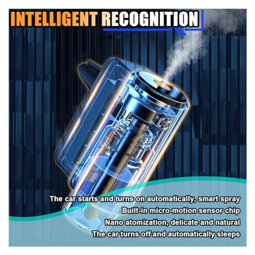 Image of Smart Car Air Freshener Diffuser, Car Air Aroma Diffuser with Three Adjustable Intensity Levels, Rechargeable Intelligent Auto Aroma Diffusers with 3Pcs Empty Bottle (No Essential Oil)