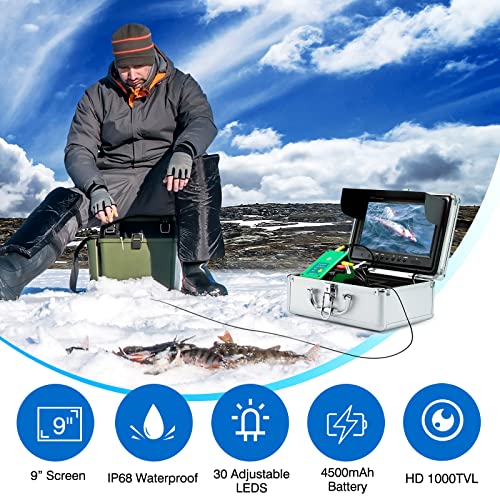 Underwater Fishing Camera, Adalov Portable Fish Finder Camera Waterproof 1000Tvl, 7" Lcd Monitor For Ice, Infrared Led Ip68 Waterproof Camera With Adjustable 15 Pcs Infrared And 15 Pcs White Lights #TOP5