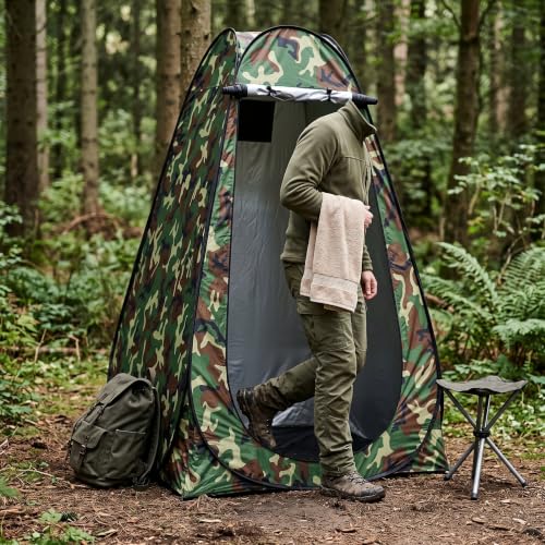 Tienda privacidad portátil camping ducha vestidor camuflaje con ventanas 6